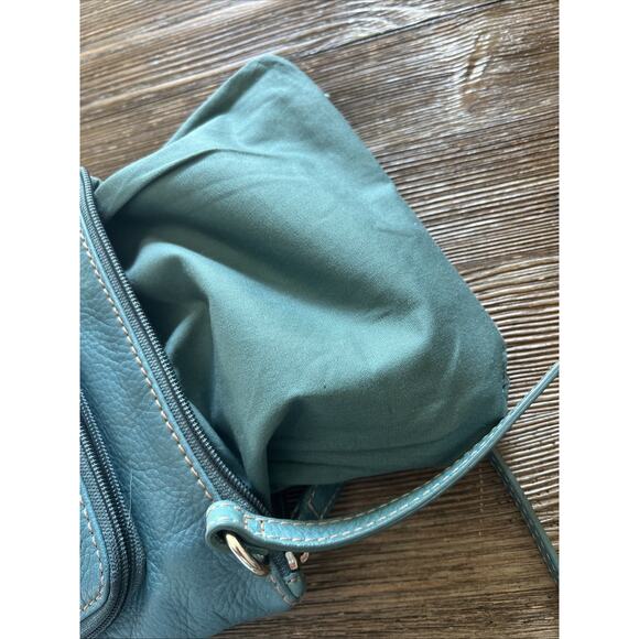 Fossil turquoise crossover leather bag purse hobo y2k vintage shoulder blue - Picture 4 of 11